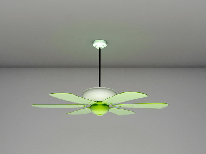 Green Ceiling Fan 3d rendering