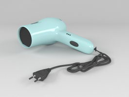 Blue Hair Dryer 3d model preview