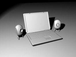 Laptop and Speakers 3d model preview