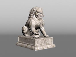 Vintage Stone Lion 3d model preview