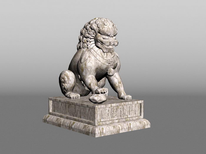 Vintage Stone Lion 3d rendering