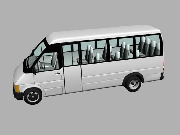 White Minibus 3d rendering