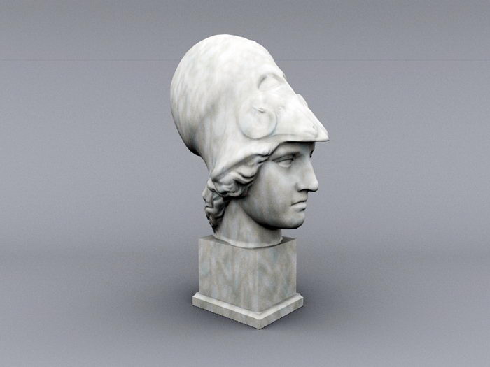 Head of Athena Sculpture 3d rendering