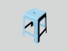 Blue Plastic Stool 3d model preview