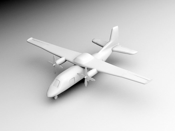 Old Propeller Plane 3d rendering