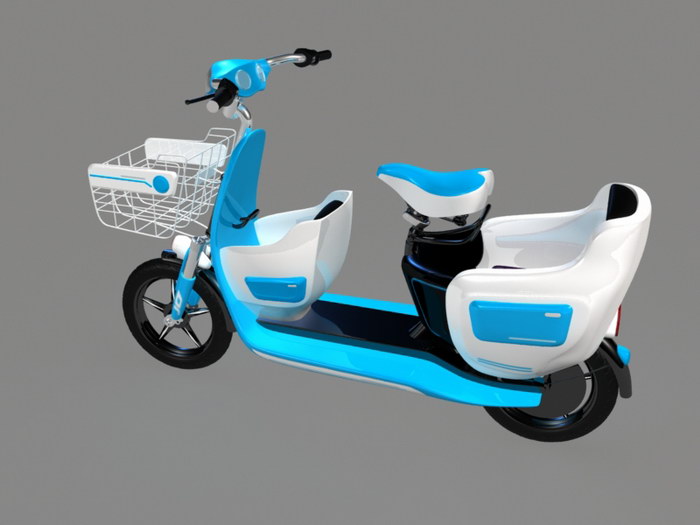 Light Blue Moped 3d rendering