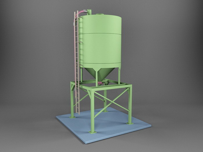Sand and Gravel Storage Silo 3d rendering