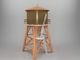 Vintage Water Tower 3d model preview