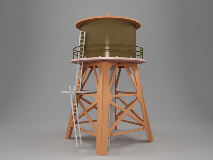 Vintage Water Tower 3d rendering
