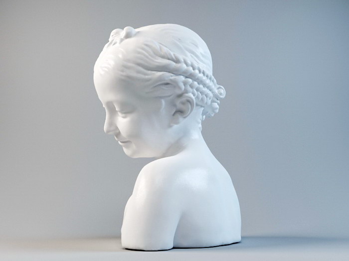 French Girl Bust Statue 3d rendering