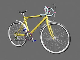 Yellow Racing Bicycle 3d preview
