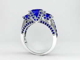 White Gold Sapphire Ring 3d model preview