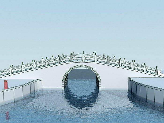 Small Bridge River 3d rendering