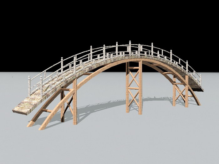 Old Small Wooden Bridge 3d rendering