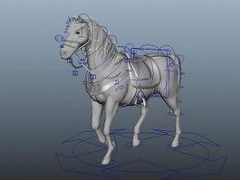 Animated Horse Walking 3d model preview