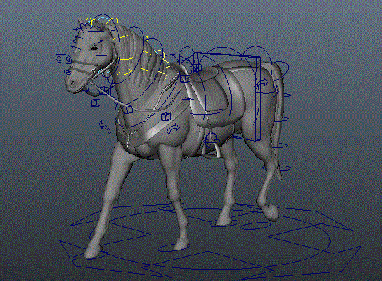 Animated Horse Walking 3d rendering