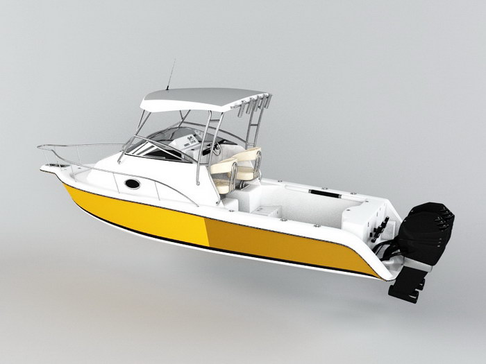 Small Cabin Motorboat 3d rendering