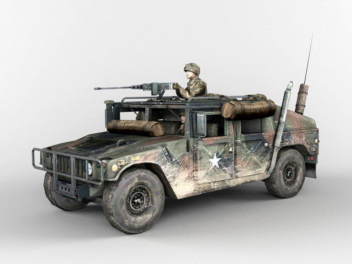 Armored HMMWV U.S. Army Infantry Soldier 3d rendering