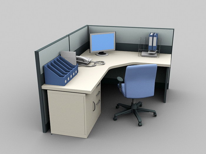 Cubicle Office Furniture 3d rendering