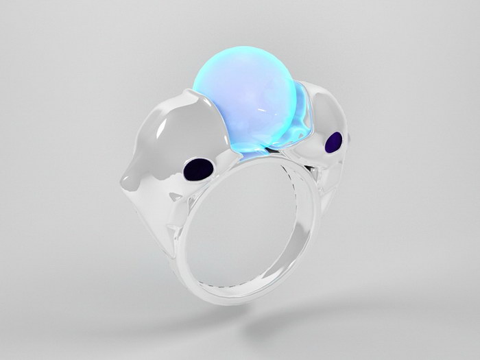 Blue Pearl Ring 3d rendering