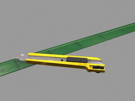 Cutter Knife and Ruler 3d model preview