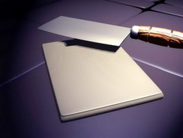 Kitchen Knife and Cutting Board 3d preview