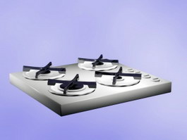 4 Burner Gas Cooktop 3d preview