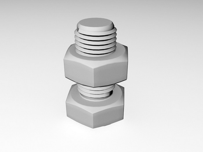 Hexagon Nut Bolt 3d rendering