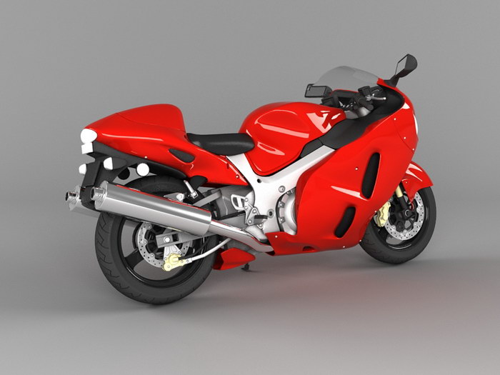 Red Ninja Motorcycle 3d rendering