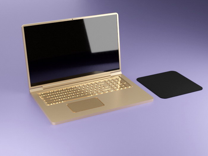 Gold Laptop Computer 3d model Blender files free download