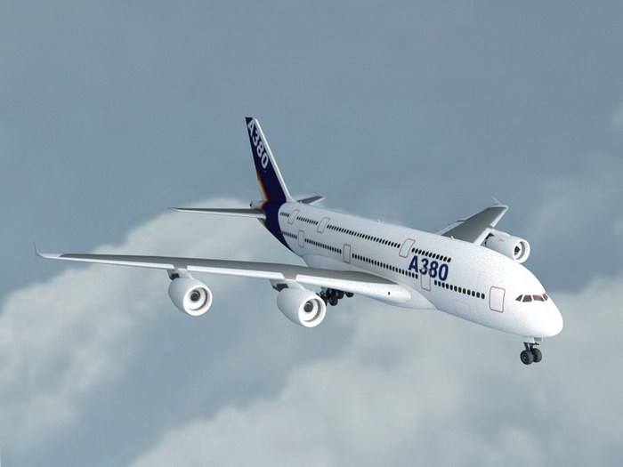 Airbus A380 Passenger Airliner 3d rendering
