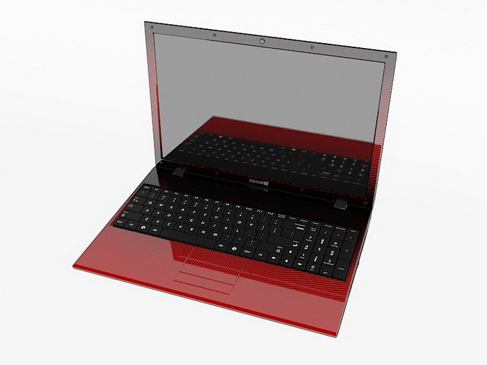 Red Laptop 3d rendering