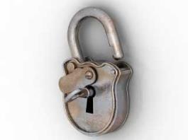 Vintage Padlock and Key 3d preview