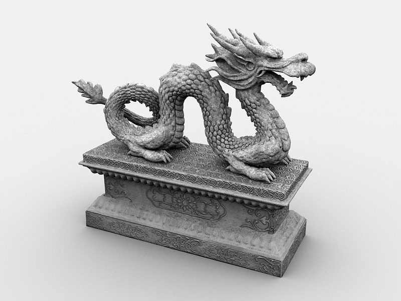 Stone Dragon Sculpture 3d rendering