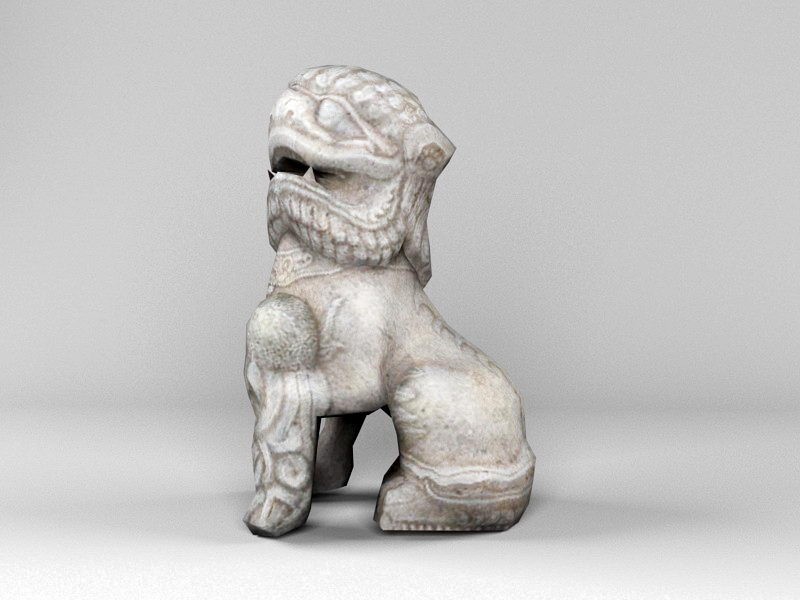 Old Stone Lion 3d rendering