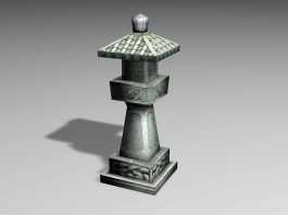 Japanese Style Stone Lantern 3d model preview