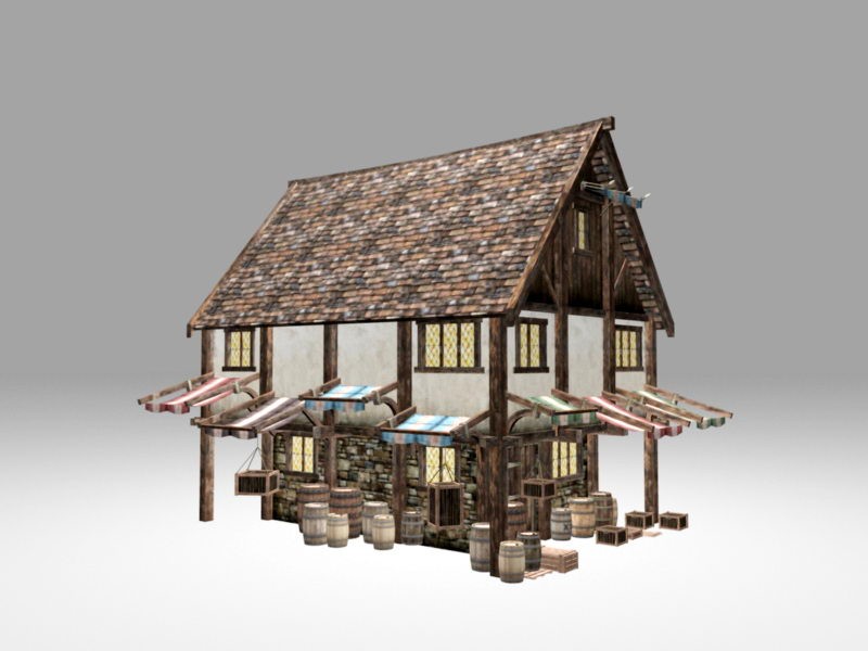 Medieval Village Tavern 3d rendering