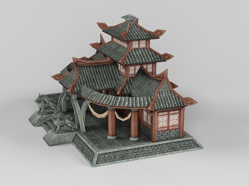 Traditional Chinese Reception Hall 3d rendering