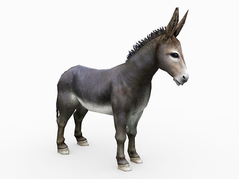 Donkey Low Poly 3d rendering