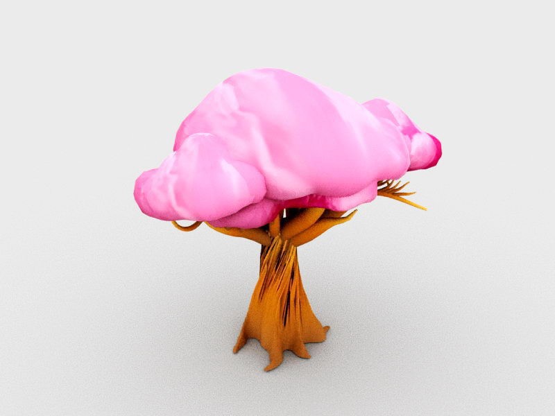 Pink Tree Cartoon 3d rendering