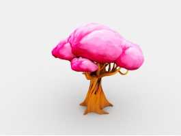 Pink Tree Cartoon 3d model preview
