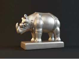 Brass Rhino Statue 3d model preview