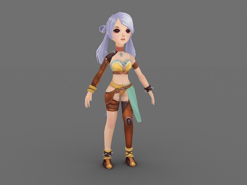 Anime Girl Character 3d rendering