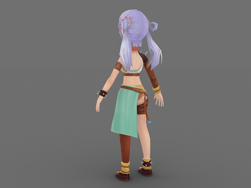 Anime Girl Character 3d rendering