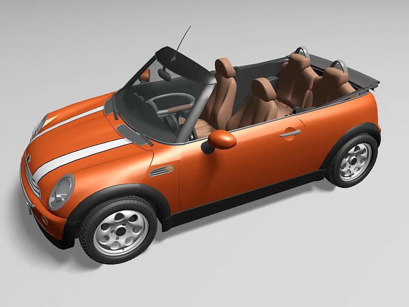 Mini Cooper Convertible 3d model 3ds Max files free download - modeling