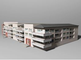 City Apartment Building 3d model preview