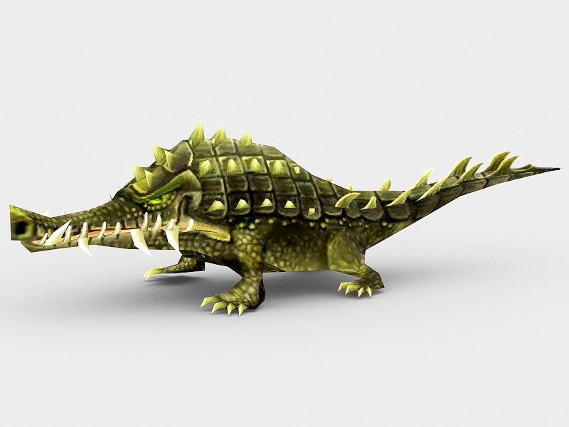 Anime Alligator 3d rendering