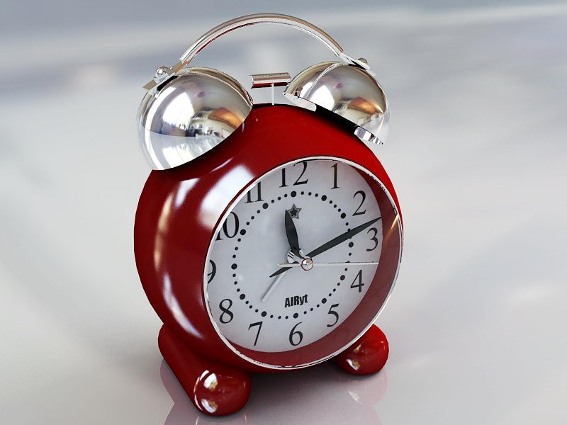 Red Alarm Clock 3d rendering