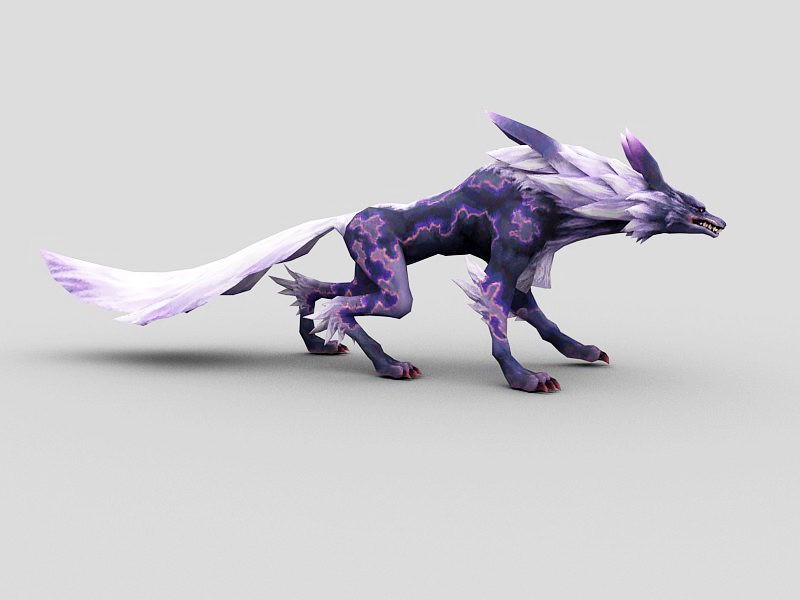 Purple Magic Wolf 3d rendering