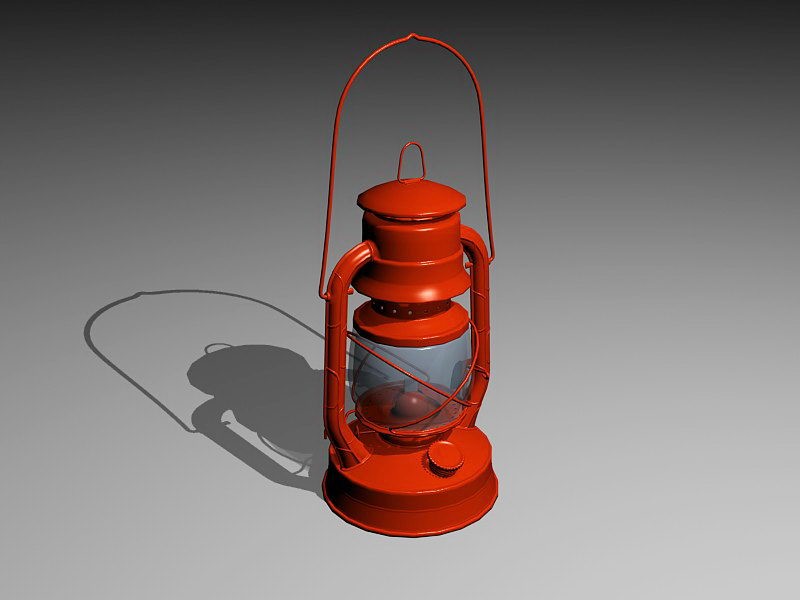 Red Kerosene Lamp 3d rendering